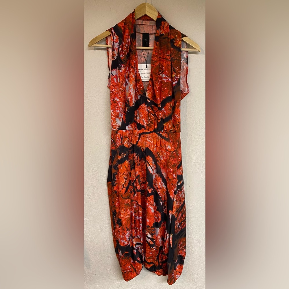 Zero + Maria Cornejo Silk Red Tree Print Cocoon Dress